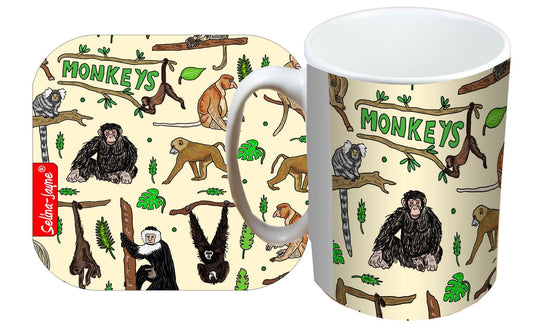 Monkey Mug and Coaster Gift Set by Selina-Jayne