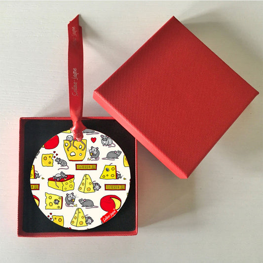 Mouse and Cheese Hanging Decoration by Selina-Jayne