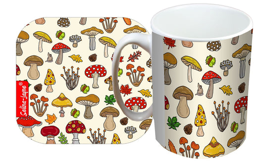 Mushrooms Mug and Coaster Gift Set by Selina-Jayne