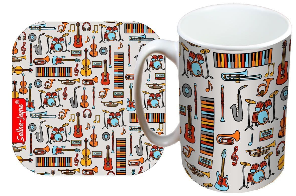 Music Mug and Coaster Gift Set by Selina-Jayne