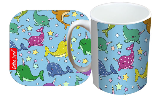 Narwal Mug and Coaster Gift Set by Selina-Jayne
