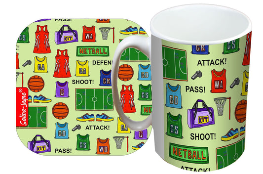 Netball Mug and Coaster Gift Set by Selina-Jayne