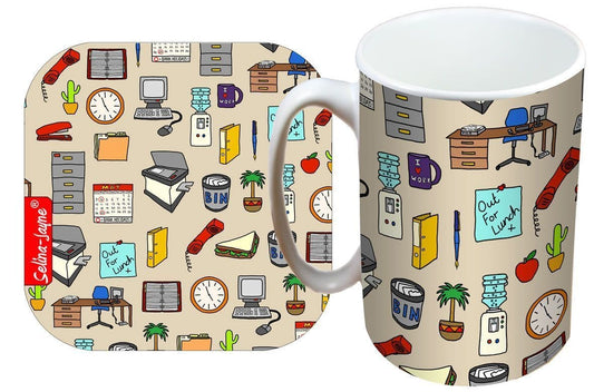 Office Mug and Coaster Gift Set by Selina-Jayne
