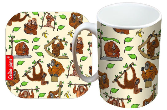 Orangutan Mug and Coaster Gift Set by Selina-Jayne