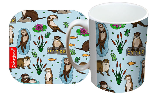 Otters Mug and Coaster Gift Set by Selina-Jayne