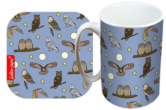 Owls Mug and Coaster Gift Set by Selina-Jayne