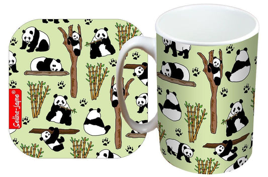 Panda Bear Mug and Coaster Gift Set by Selina-Jayne