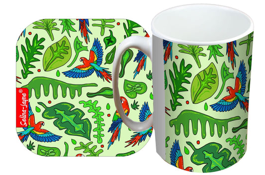 Parrots Mug and Coaster Gift Set by Selina-Jayne