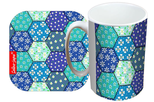 Patchwork Mug and Coaster Gift Set by Selina-Jayne