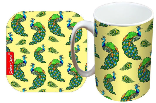 Peacocks Mug and Coaster Gift Set by Selina-Jayne