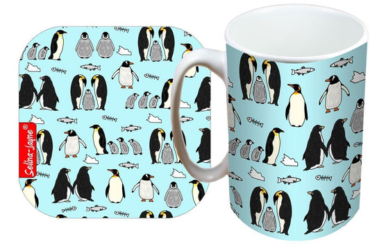 Penguins Mug and Coaster Gift Set by Selina-Jayne
