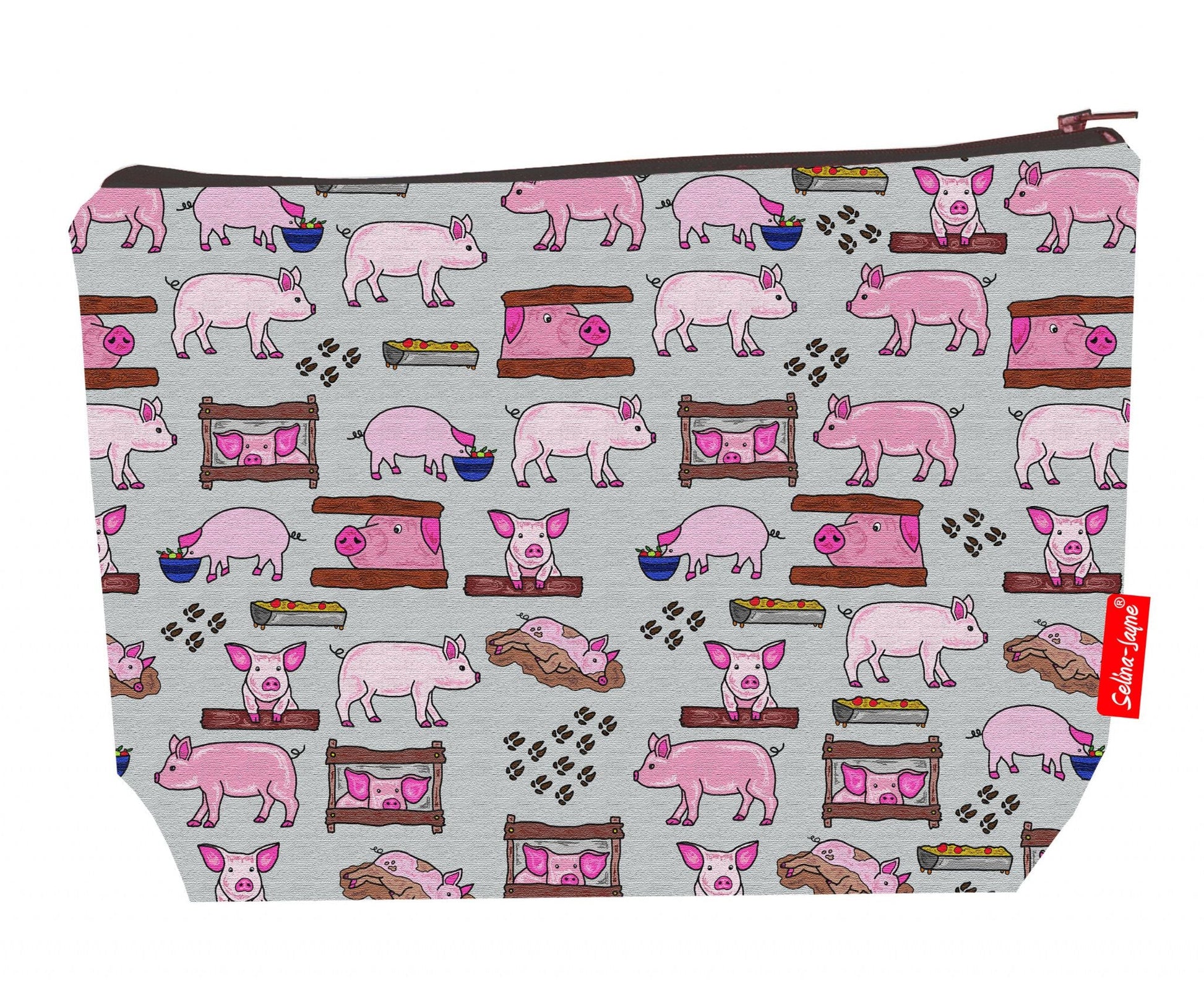 Practical 29cm farm animal wash bag perfect for pig lover gifts