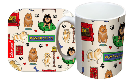 Pomeranian Dog Mug and Coaster Gift Set by Selina-Jayne