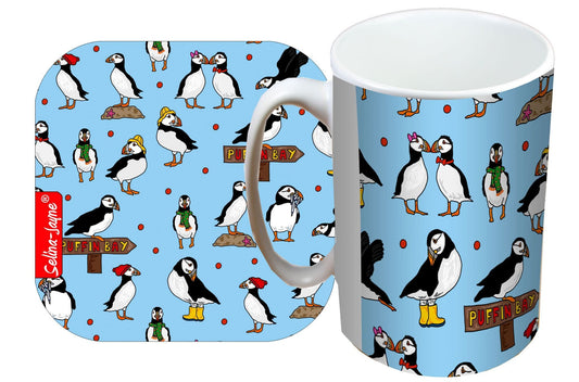 Puffins Mug and Coaster Gift Set by Selina-Jayne