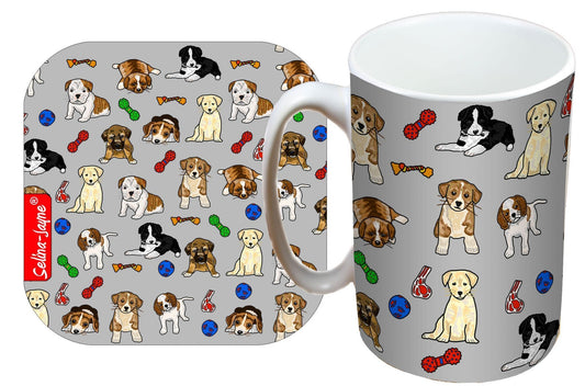 Puppies Mug and Coaster Gift Set by Selina-Jayne