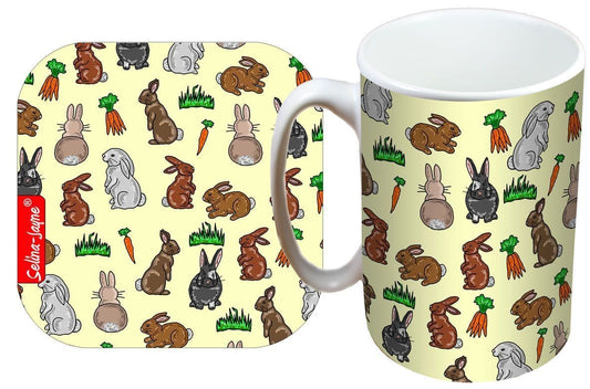 Rabbits Mug and Coaster Gift Set by Selina-Jayne