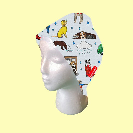 Raining Cats and Dogs Scrub Cap by Selina-Jayne