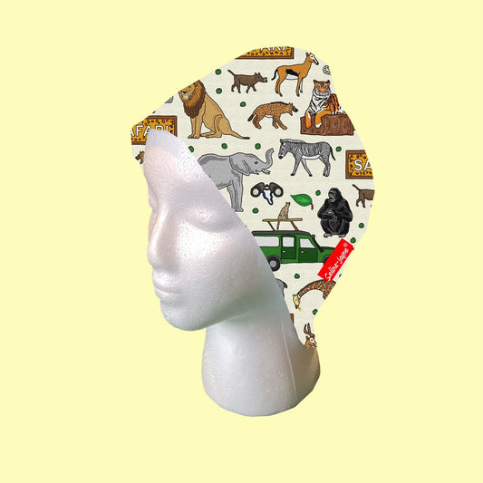 Safari Animals Scrub Cap by Selina-Jayne