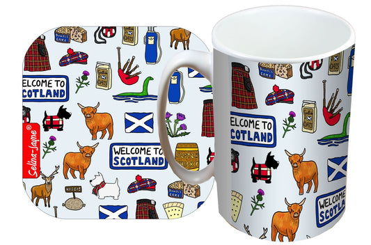 Scotland Mug and Coaster Gift Set by Selina-Jayne