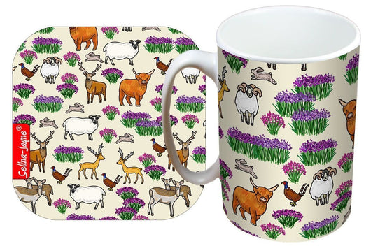 Scottish Highlands Mug and Coaster Gift Set by Selina-Jayne