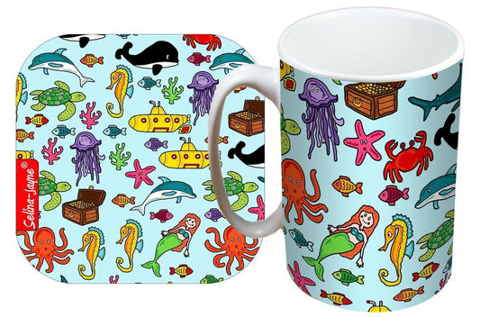Sea World Mug and Coaster Gift Set by Selina-Jayne