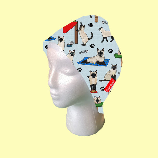 Siamese Cat Scrub Cap by Selina-Jayne