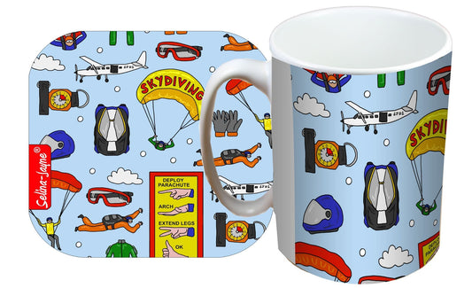 Skydiving Mug and Coaster Gift Set by Selina-Jayne