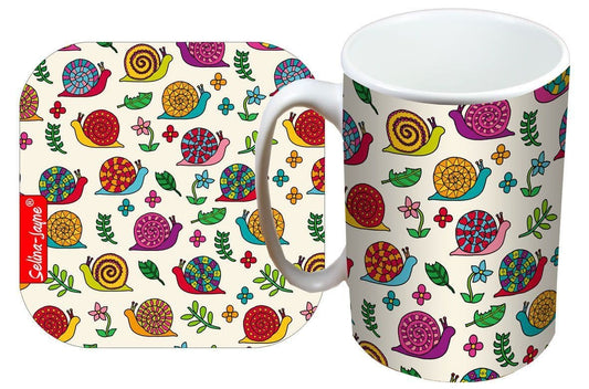 Snails Mug and Coaster Gift Set by Selina-Jayne