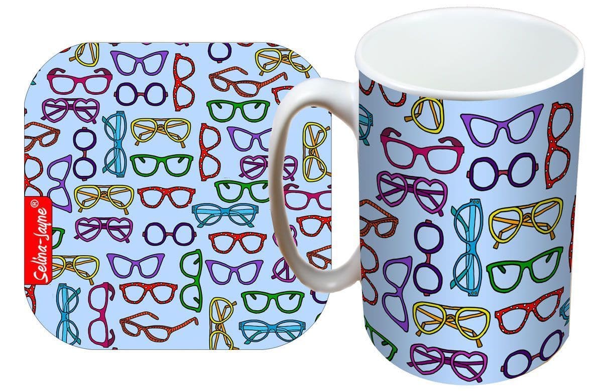 Spectacles Mug and Coaster Gift Set by Selina-Jayne