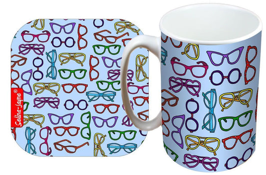 Spectacles Mug and Coaster Gift Set by Selina-Jayne