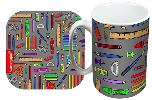 Stationery Mug and Coaster Gift Set by Selina-Jayne