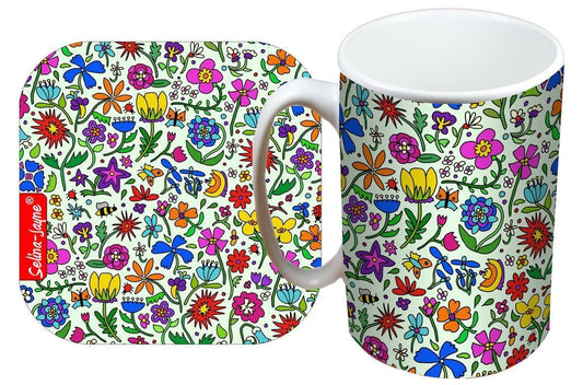 Summer Meadow Mug and Coaster Gift Set by Selina-Jayne