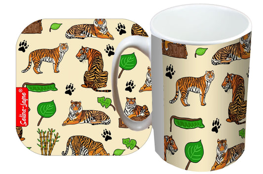 Tigers Mug and Coaster Gift Set by Selina-Jayne