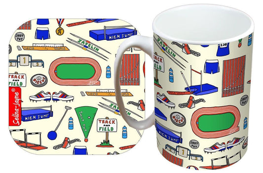 Track and Field Mug and Coaster Gift Set by Selina-Jayne