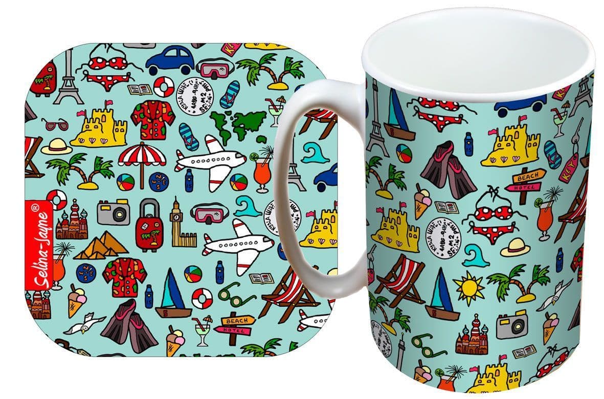 Travel Mug and Coaster Gift Set by Selina-Jayne
