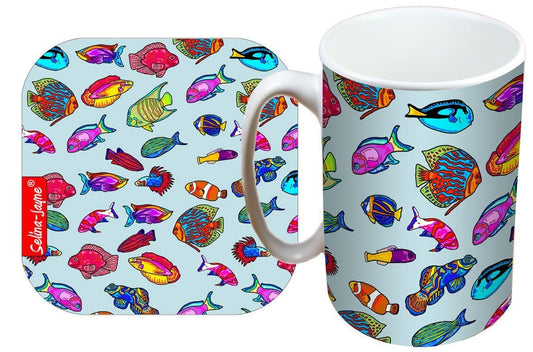 Tropical Fish Mug and Coaster Gift Set by Selina-Jayne
