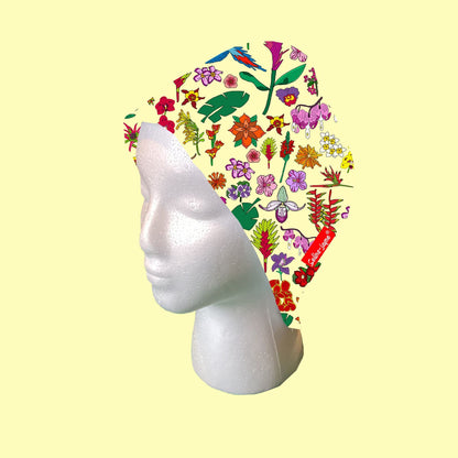 Tropical Flowers Scrub Cap by Selina-Jayne