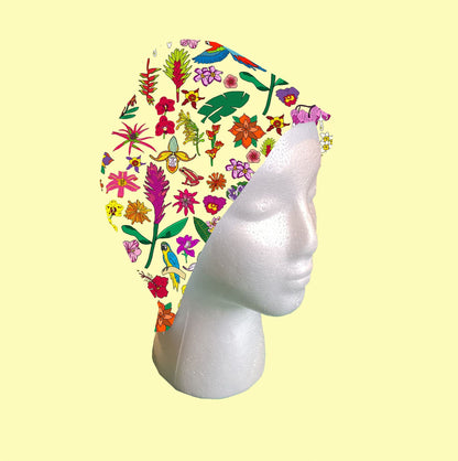Tropical Flowers Scrub Cap by Selina-Jayne