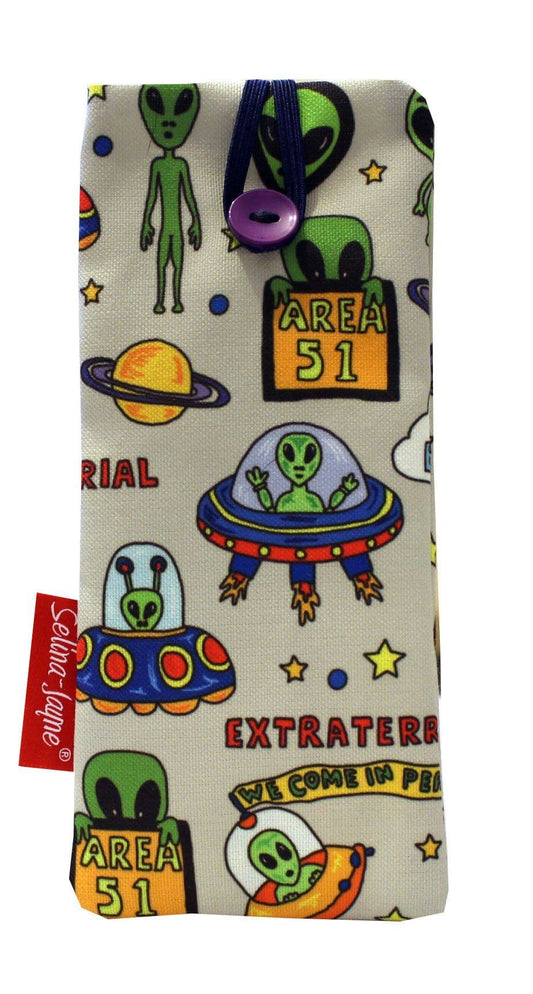 UFO Aliens Soft Fabric Glasses Case by Selina-Jayne