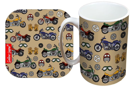 Vintage Bikes Mug and Coaster Gift Set by Selina-Jayne