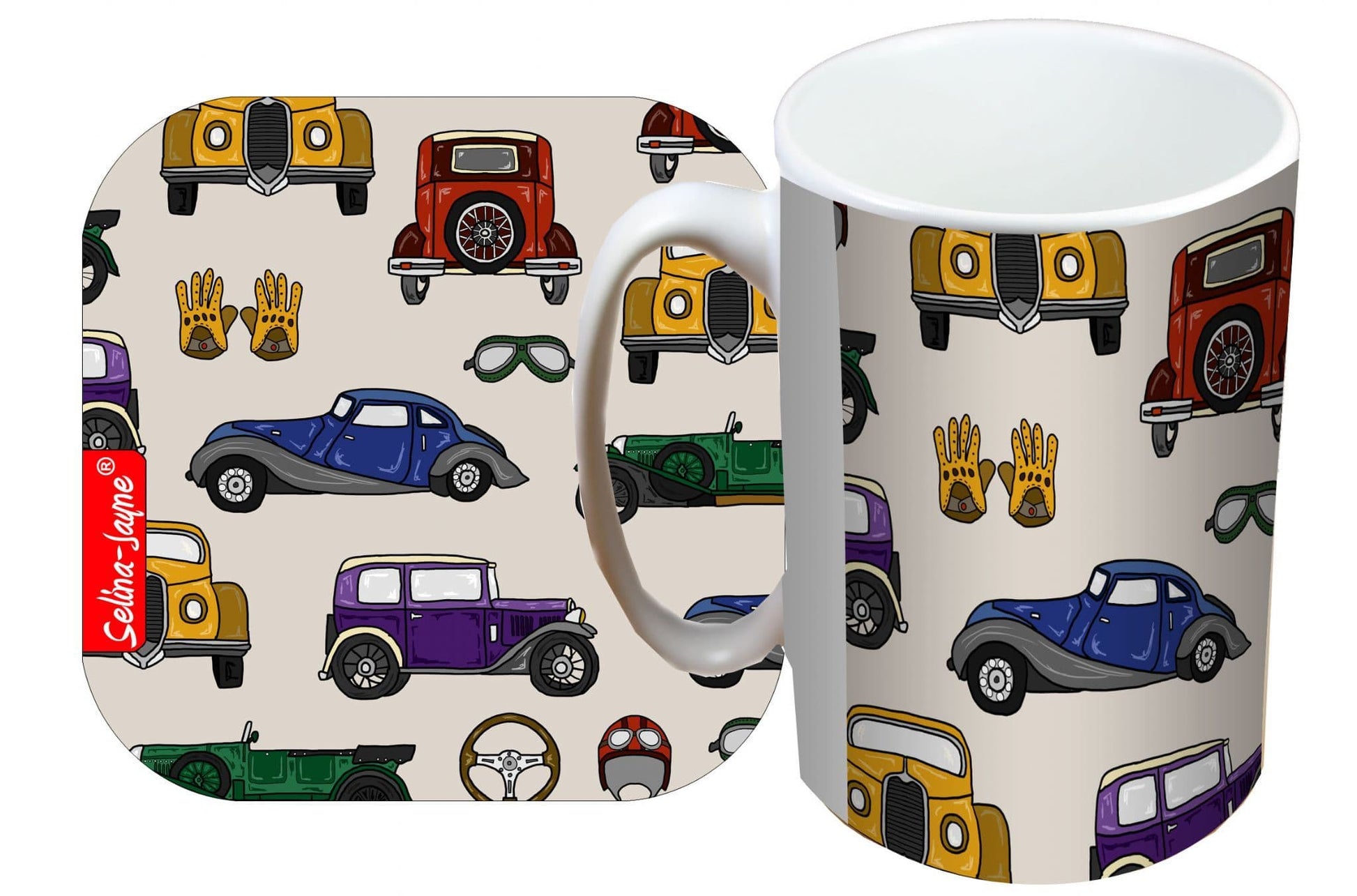 Vintage Cars Mug and Coaster Gift Set by Selina-Jayne
