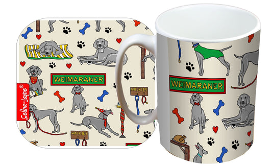 Weimaraner Dog Mug and Coaster Gift Set by Selina-Jayne