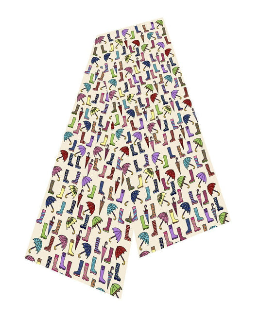 Wellies and Brollies Silk Scarf by Selina-Jayne