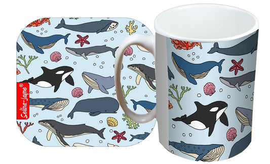 Whales Mug and Coaster Gift Set by Selina-Jayne