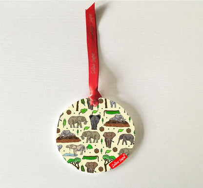 Wild Elephants Hanging Decoration by Selina-Jayne