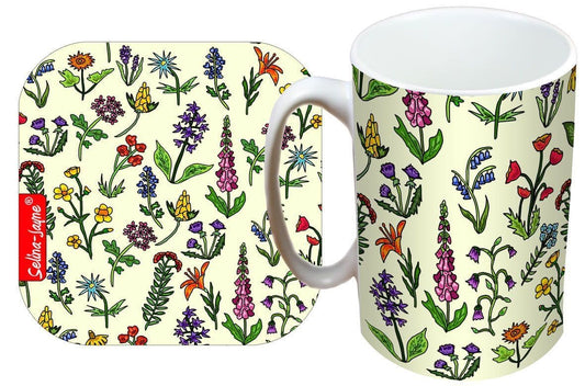 Wild Flowers Mug and Coaster Gift Set by Selina-Jayne