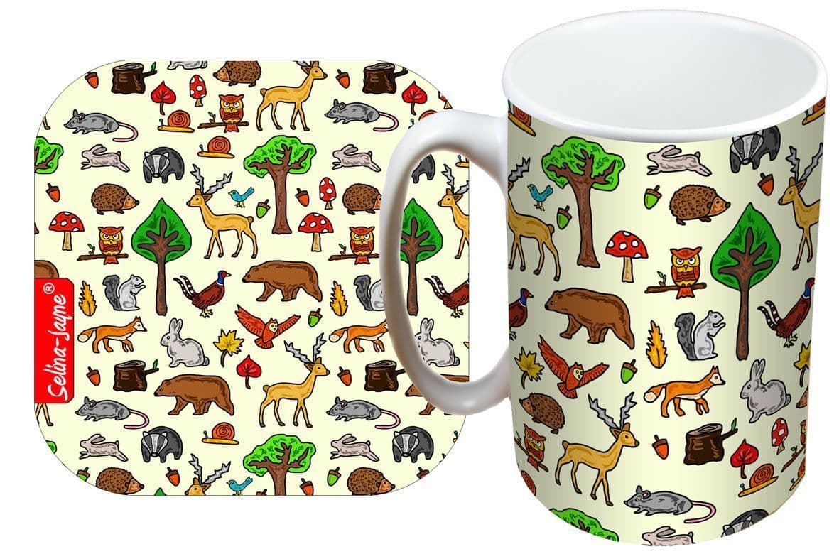 Woodland Animals Mug and Coaster Gift Set by Selina-Jayne