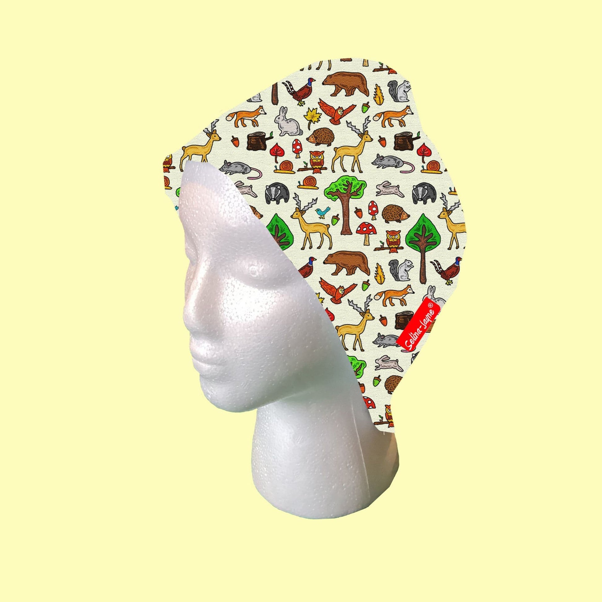 Woodland Animals Scrub Cap by Selina-Jayne