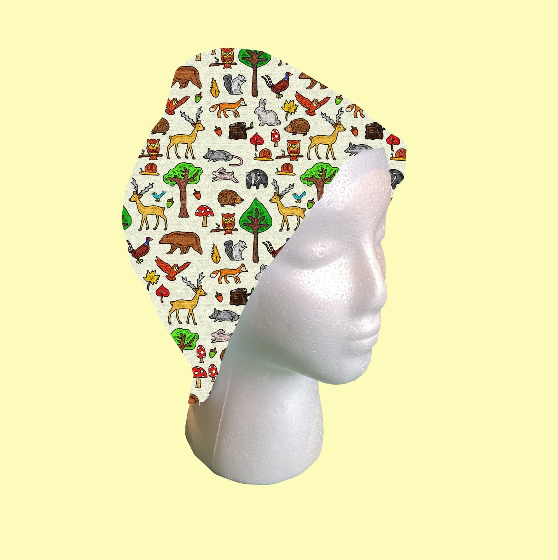 Woodland Animals Scrub Cap by Selina-Jayne