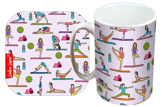 Yoga Mug and Coaster Gift Set by Selina-Jayne